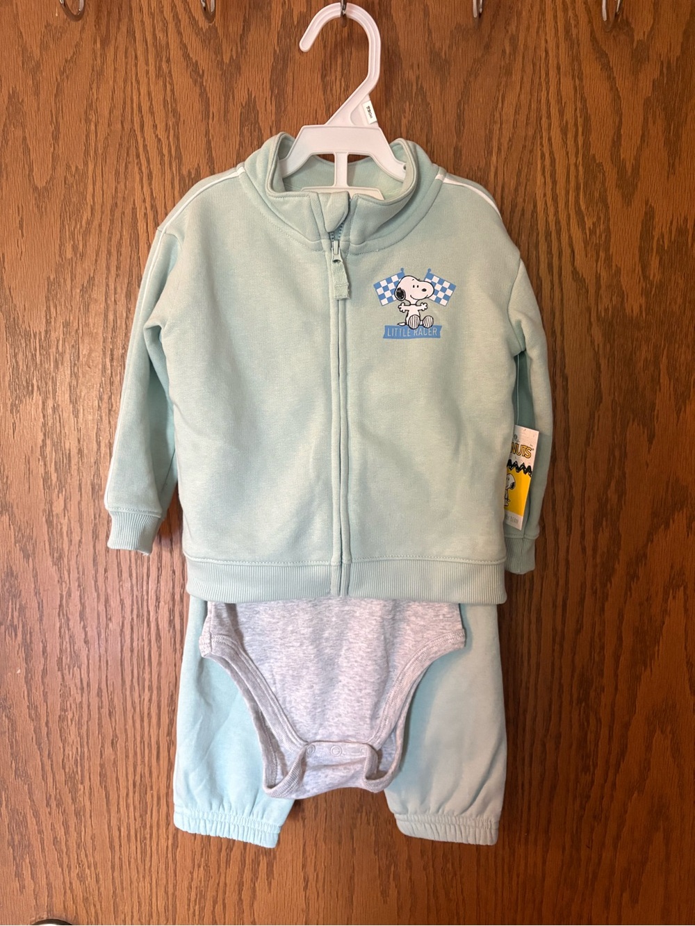 New Peanuts Mint Baby Hoodie Set